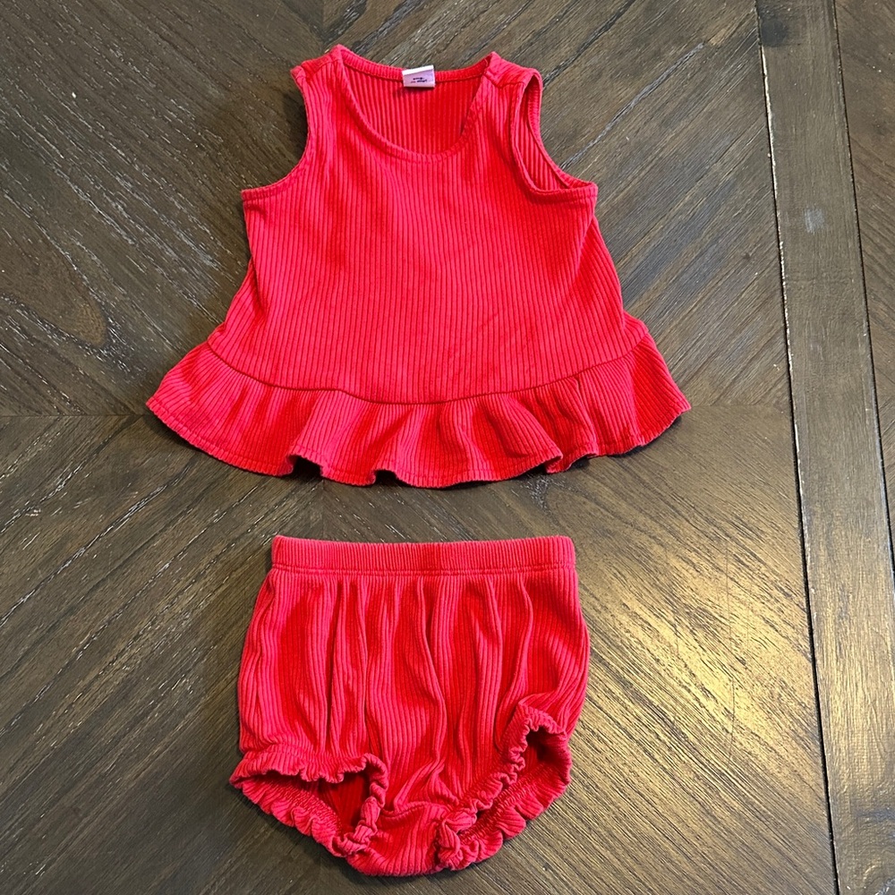 Old Navy Red Ruffled Diaper Cover Set
